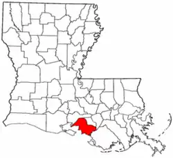 Localização da paróquia no Estado de Louisiana