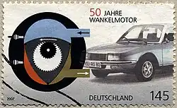 Selo comemorativo de 50 anos do motor Wankel