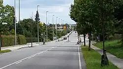 A rua principal Storegade em Assentoft