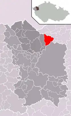 Localização de Stráž nad Ohří no distrito de Karlovy Vary