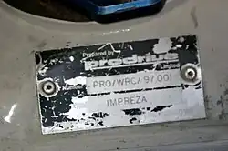 Inscrição do primeiro Impreza WRC de 1997