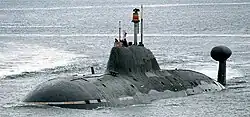 O submarino russo Vepr da classe Akula.