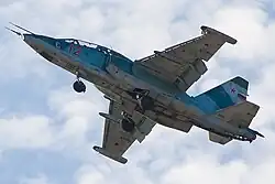 O caça bombardeio Sukhoi Su-25, desenvolvido pelos russos.