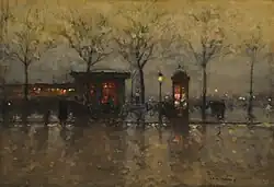 Sur le quais de Paris, aquarela sobre tela