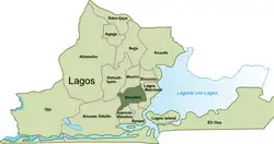 Áreas de governo local de Lagos; Surulere em destaque