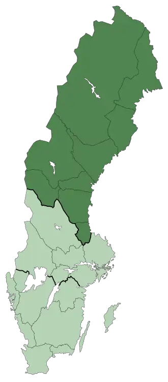 A região histórica da Norlândia (Norrland)