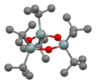 Ball-and-stick model for (&nbsp;((CH3)3C)2SnO)3.