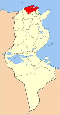 Localização da província de Bizerta na Tunísia