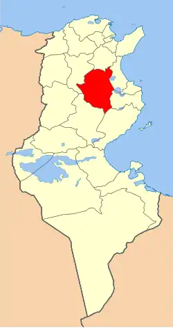 Localização da província de Cairuão na Tunísia