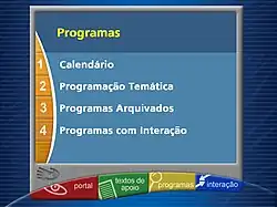 Tela de apresentação da interface da TV Escola Digital Interativa, projeto do Ministério da Educação do Brasil em 2003.[73]