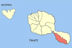 Localização da comuna de Taiarapu-Ouest (a vermelho) nas ilhas de Barlavento.