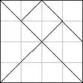 5. Traçar uma diagonal partindo da metade da diagonal do passo (3) até o canto inferior esquerdo do quadrado.