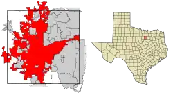 Localização no condado de Tarrant
