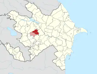 Mapa do Azerbaijão mostrando o distrito de Tartar