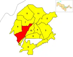 Mapa de Tasquente mostrando o distrito de Yakkasaray