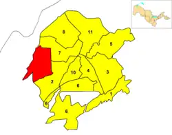 Mapa de Tasquente mostrando o distrito de Uchtepa