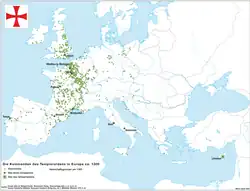 Comendas da Ordem do Templo por volta de 1300.