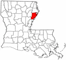 Localização da paróquia no Estado de Louisiana