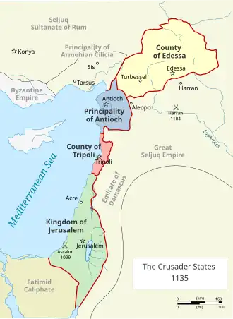 map of the Crusader States (1135)