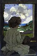 Elizabeth Shippen Green, The Journey, "The Little Past", ilustração feita por Josephine Preston Peabody, que mostra experiências de infância a partir da perspectiva de uma criança.