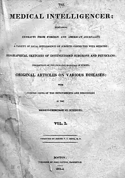 Edição de 1823 - Boston Medical Intelligencer.