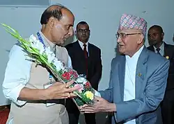 Rajnath Singh encontra o Primeiro Ministro do Nepal Khadga Prasad Oli