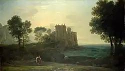 Paisagem com Psiquê no Exterior do Palácio do Cupido (O Castelo Encantando) (1664) por Claude Lorrain