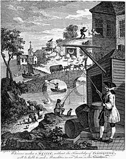 Sátira sobre a Falsa Perspectiva de William Hogarth, 1754.
