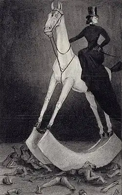 A Dama do Cavalo (1901), caneta, tinta, lavagem e spray