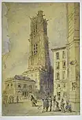 A torre Saint-Jacques por Thomas Shotter Boys, início do século XIX.