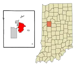 Localização no condado de Tippecanoe