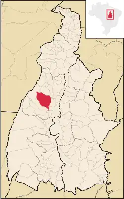 Localização de Dois Irmãos do Tocantins no Tocantins