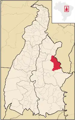 Localização de Lizarda no Tocantins