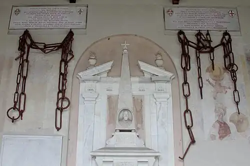 Túmulo de Bartolomeo Medici e as correntes do porto de Pisa