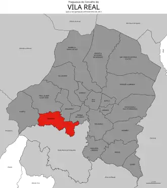 Localização no município de Vila Real
