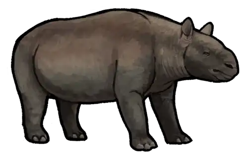 reconstituição artística de um toxodonte