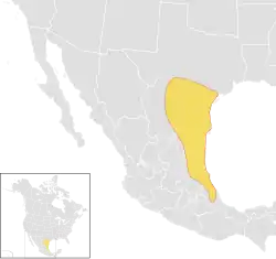 Área de distribuição do debulhador-de-bico-comprido.
