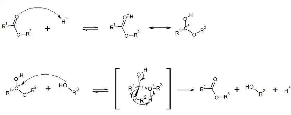 Mecanismo de transesterificação ácida