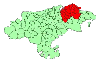 Mapa da comarca na Cantábria