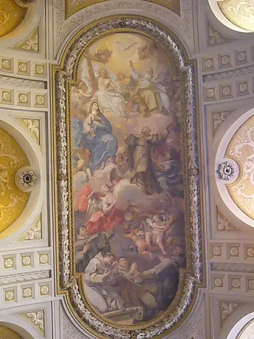 "Glória de São Pascoal" no teto da nave.