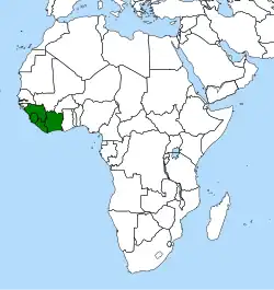 Distribuição mundial de Triphyophyllum