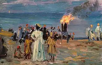 Fogueira de São João na praia de Skagen (c. 1900)
