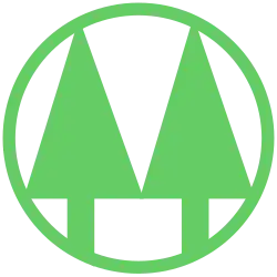 Dois pinheiros inscritos em um círculo.