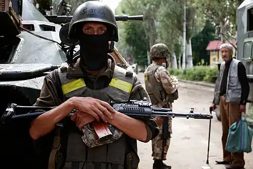 Soldados ucranianos em Sloviansk, 9 de julho de 2014.