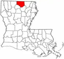 Localização da paróquia no Estado de Louisiana