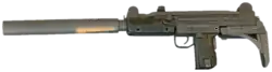 Uzi com silenciador.
