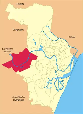 Localização do bairro da Várzea na cidade do Recife