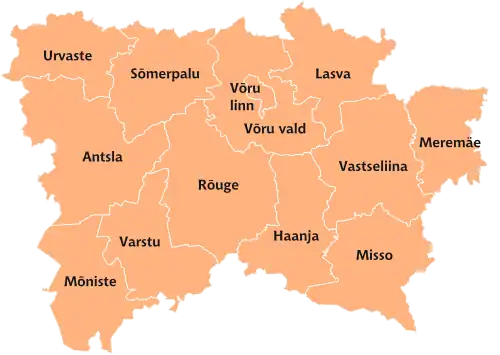 Divisão administrativa da região de Võru