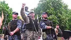 Soldados da Milícia popular de Lugansk.