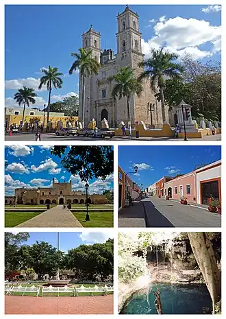 De baixo para cima e da esquerda para a direita: 1)&nbsp;Igreja de São Gervásio; 2)&nbsp;Convento de São Bernardino de Siena; 3)&nbsp;Calçado dos Frades; 4)&nbsp;Parque Central; 5)&nbsp;Cenote Zaci